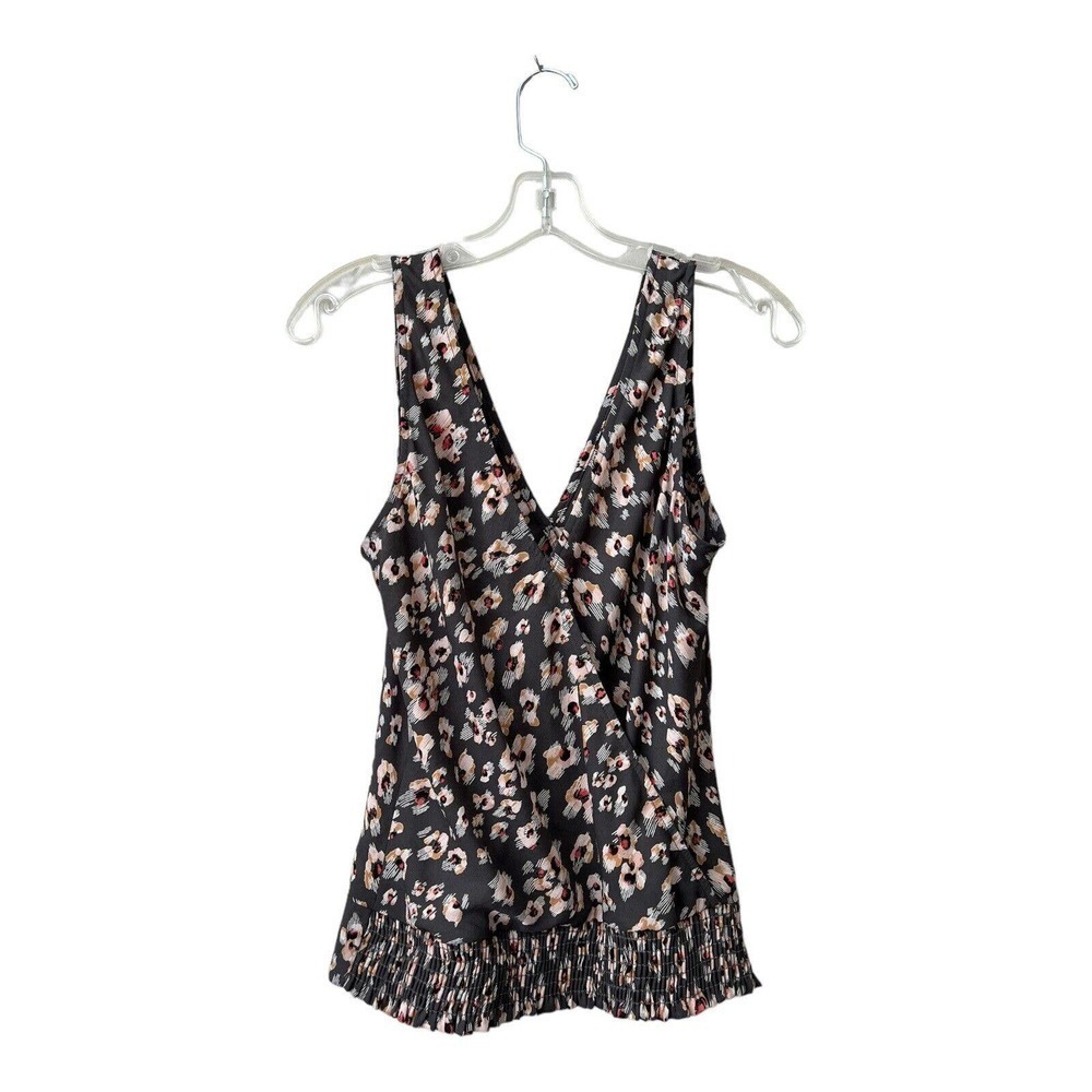 Allison Joy Evereve Gray Cheetah Print Top V Neck Sleeveless Size Small